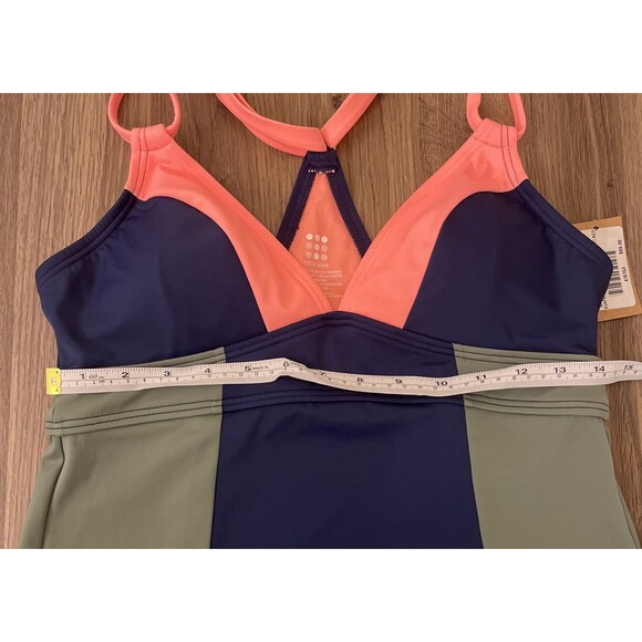 NWT Title Nine Color-block Tankini Top, Racerback, Women Medium, Blue Green Pink - Picture 15 of 16